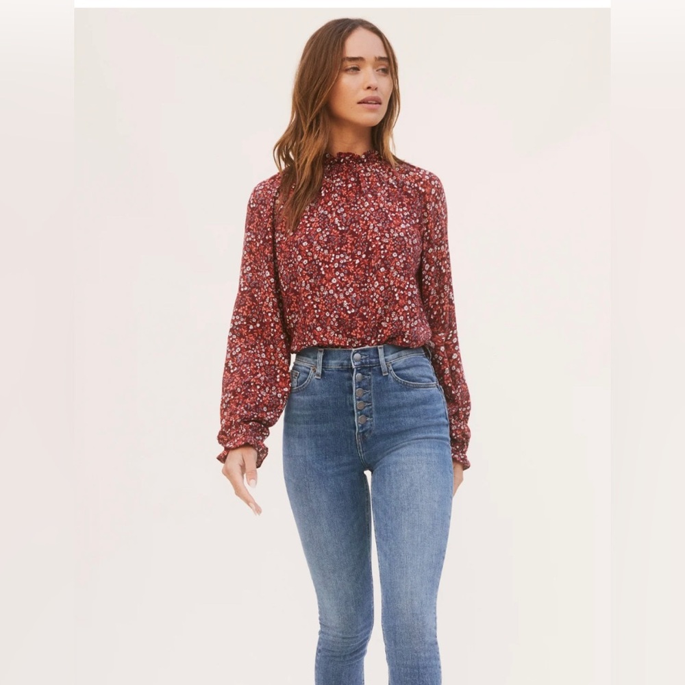 Reformation floral print mock neck top